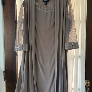R&M Richards Taupe Dress with Sequin Detail